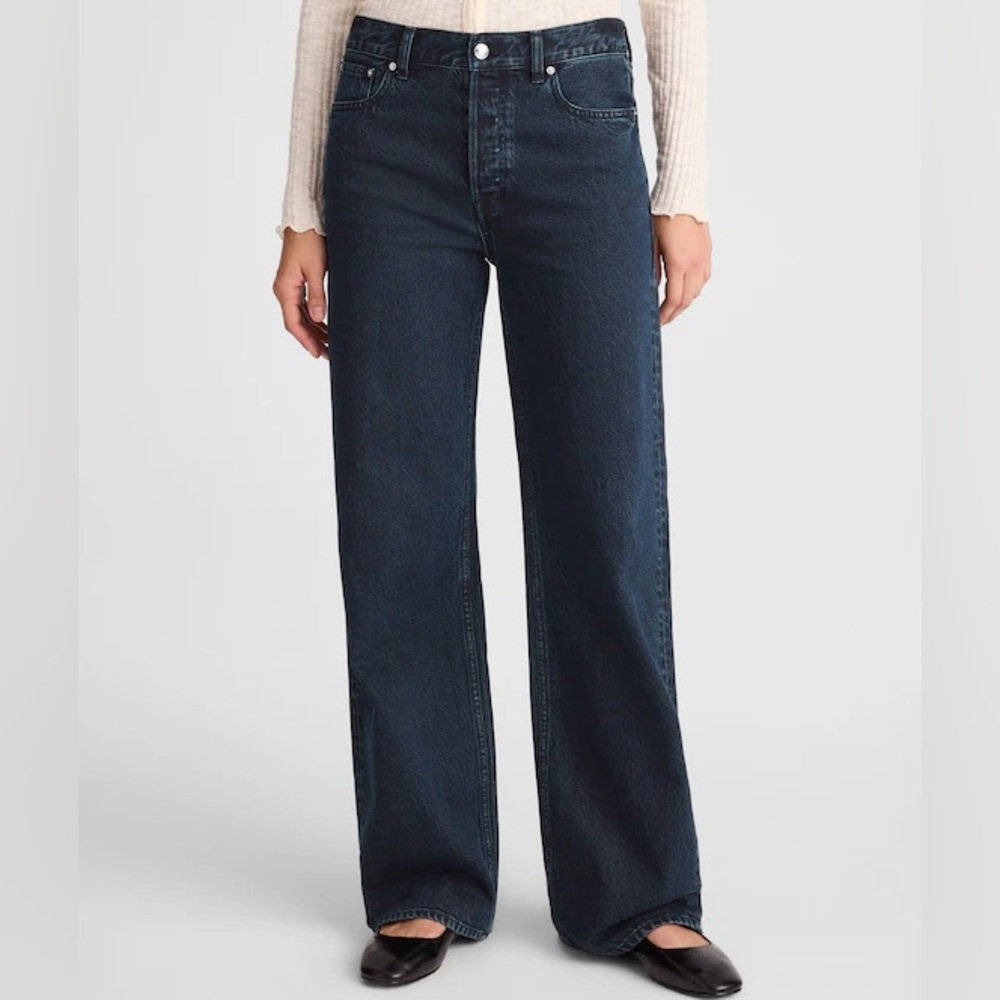 Madewell low slung baggy jeans in black blue wash
